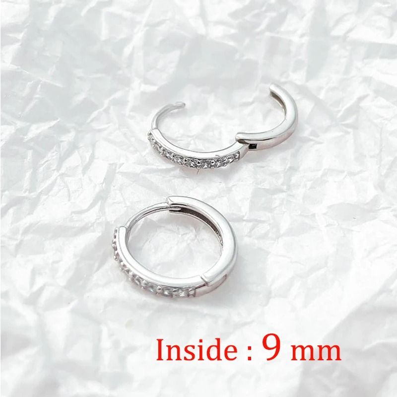 Stainless Steel Minimal Crystal Huggie Hoops Set 1