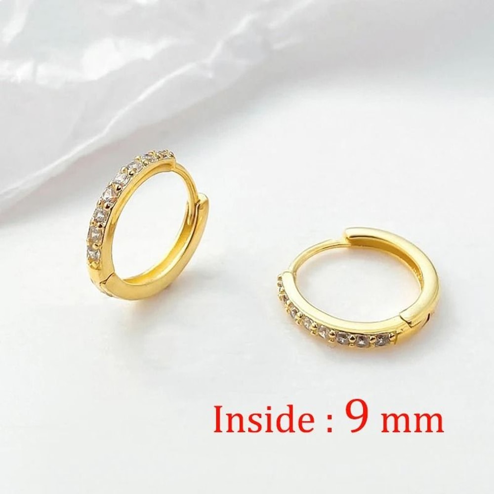 Stainless Steel Minimal Crystal Huggie Hoops Set 4