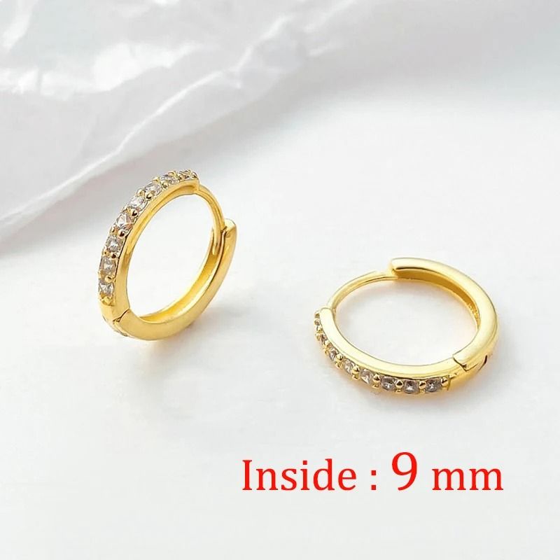 Stainless Steel Minimal Crystal Huggie Hoops Set 4