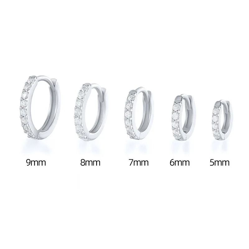 Stainless Steel Minimal Crystal Huggie Hoops Set 8