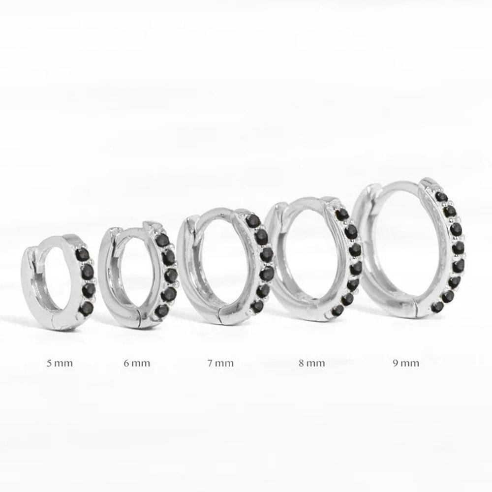 Stainless Steel Minimal Crystal Huggie Hoops Set 14