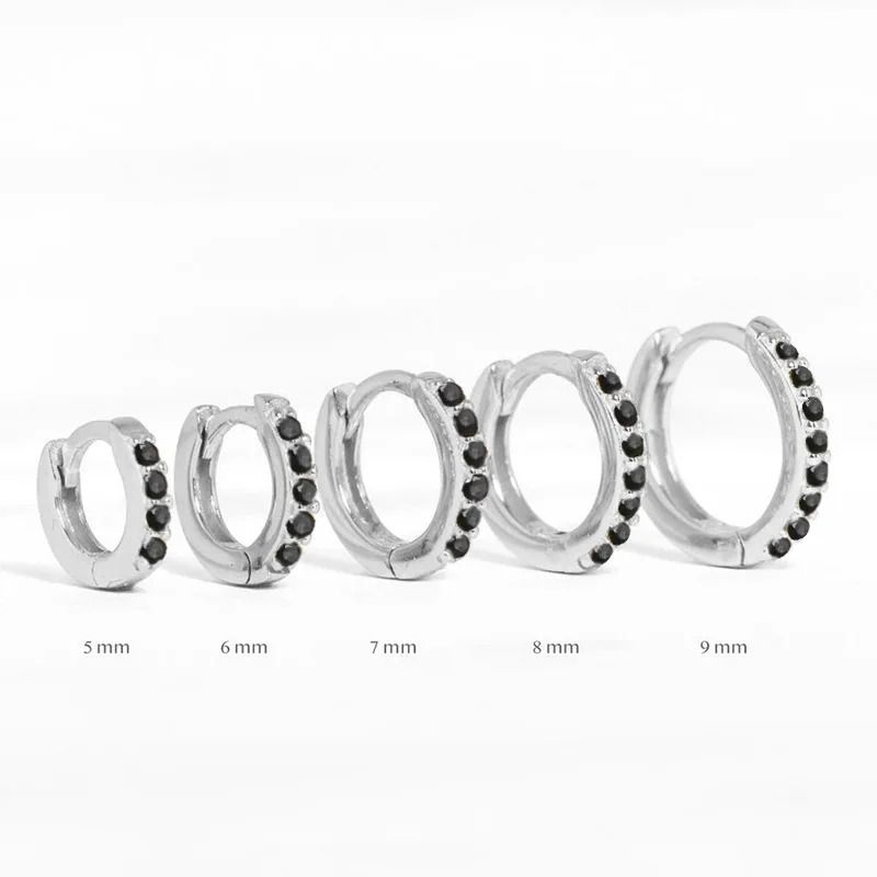 Stainless Steel Minimal Crystal Huggie Hoops Set 14