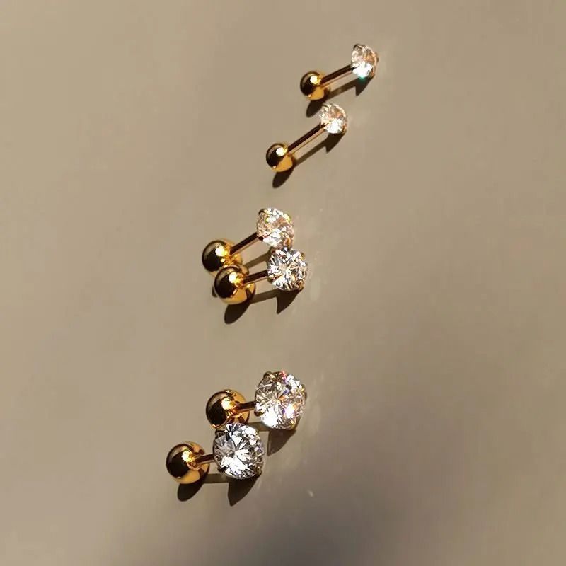 3Pair Classic Cubic Zirconia ScrewBack Stud Set 3