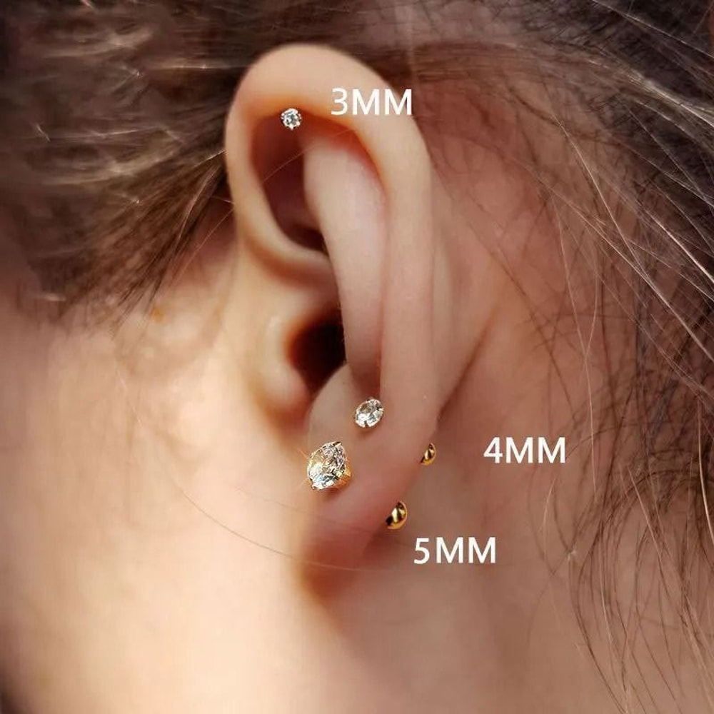 3Pair Classic Cubic Zirconia ScrewBack Stud Set 4