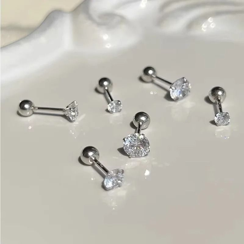 3Pair Classic Cubic Zirconia ScrewBack Stud Set 5