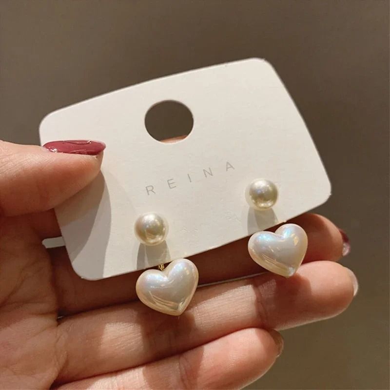 Sweet Heart Pearl Drop Earrings 3