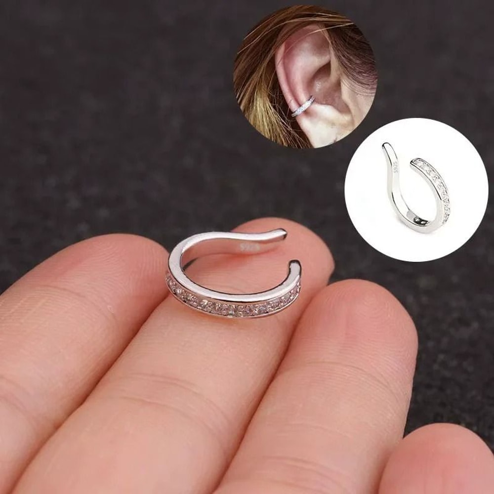 925 Sterling Silver Zircon CShape Ear Cuff 4