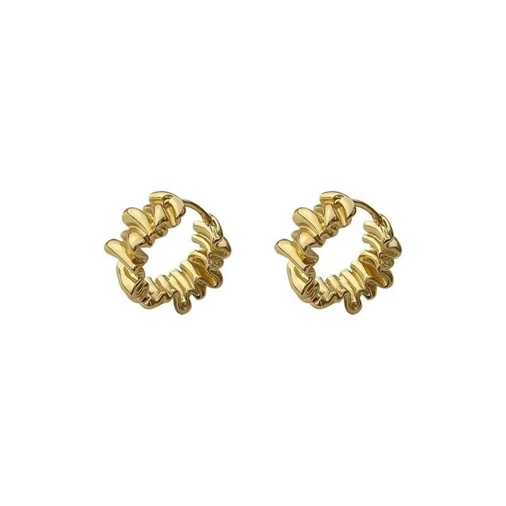 Personality Irregular Wavy Pleated Hoop Earrings 5