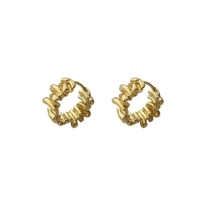 Personality Irregular Wavy Pleated Hoop Earrings 5