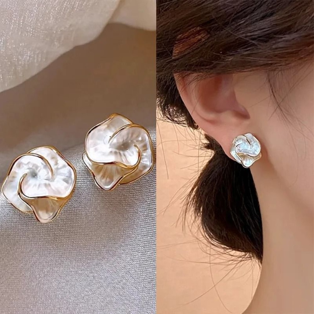 Delicate Camellia Flower Stud Earrings 0