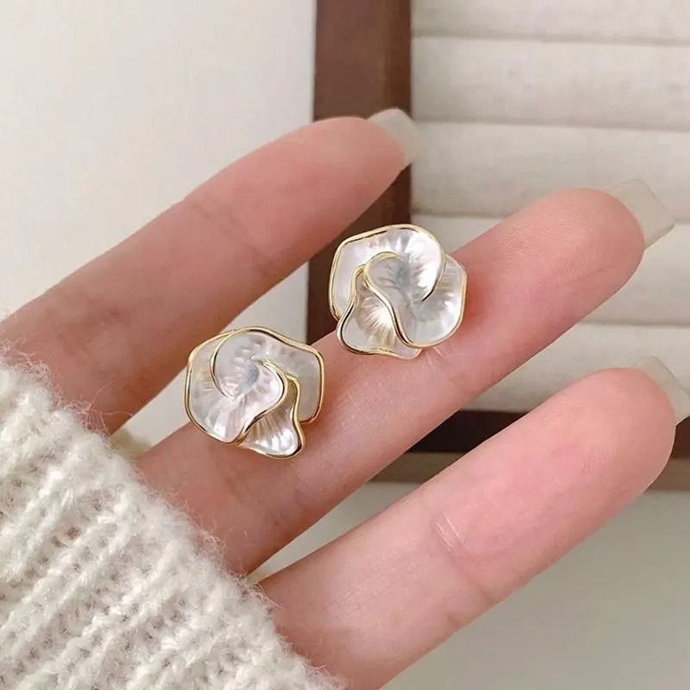 Delicate Camellia Flower Stud Earrings 4