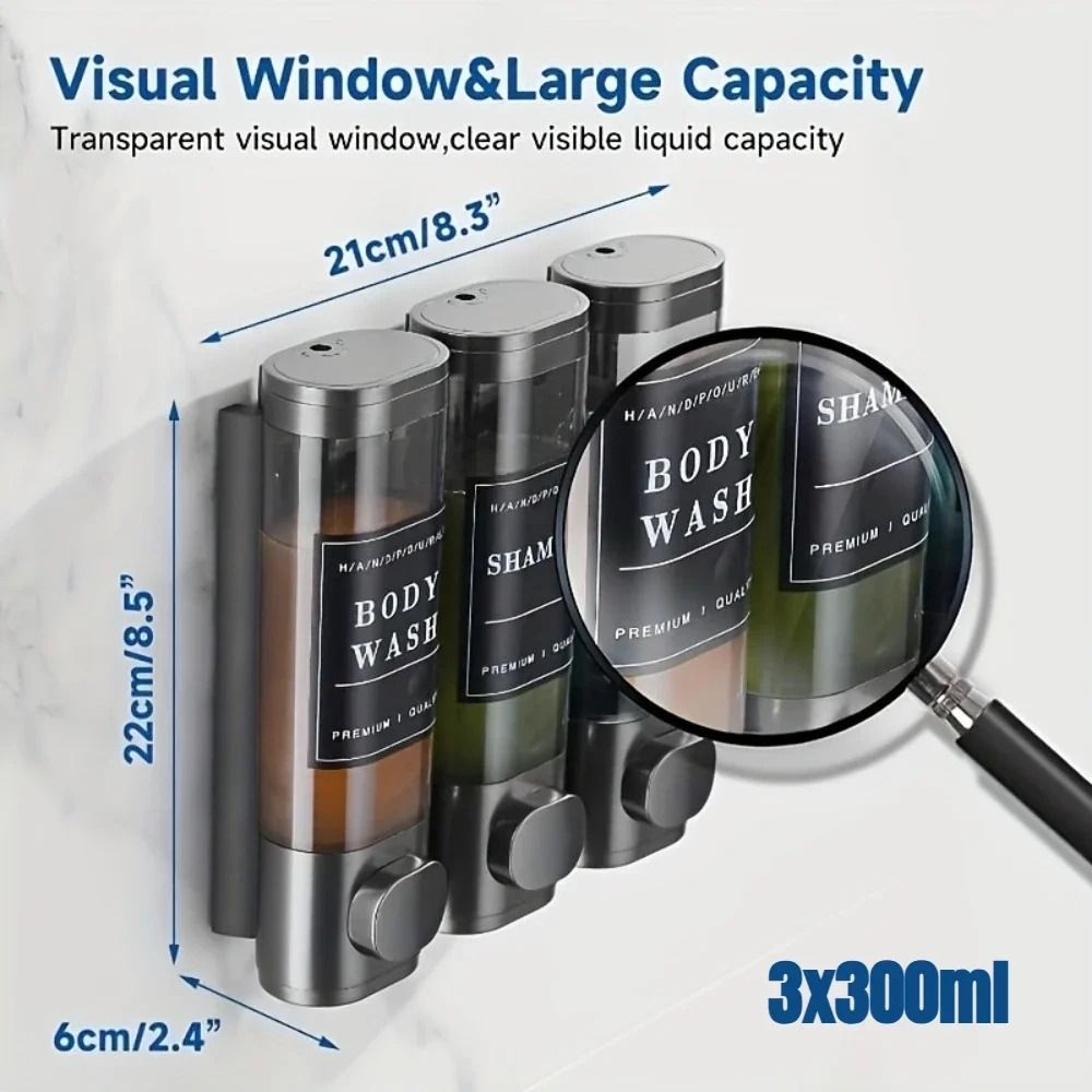 Triple ABS Shampoo And Conditioner Dispenser 3