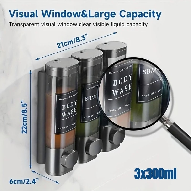 Triple ABS Shampoo And Conditioner Dispenser 3