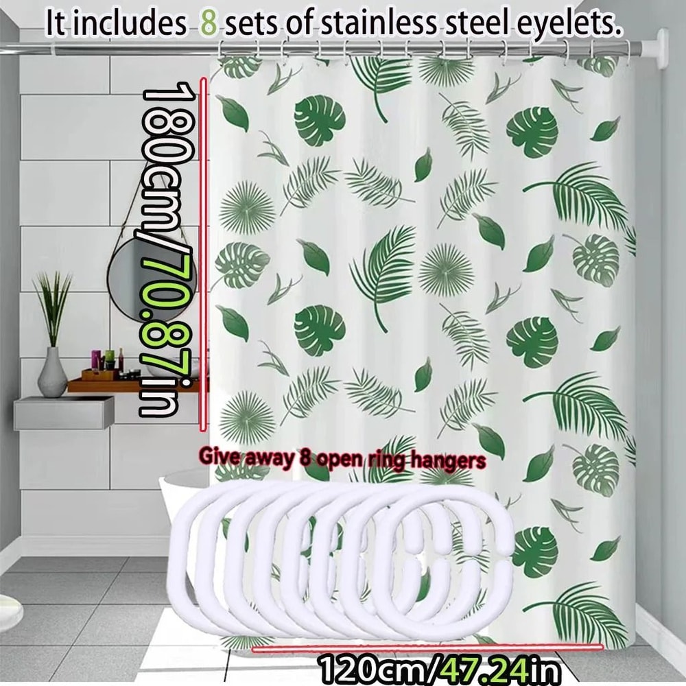 Green Leaves QuickDry Shower Curtain 2