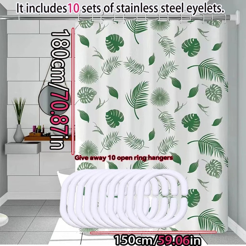 Green Leaves QuickDry Shower Curtain 3
