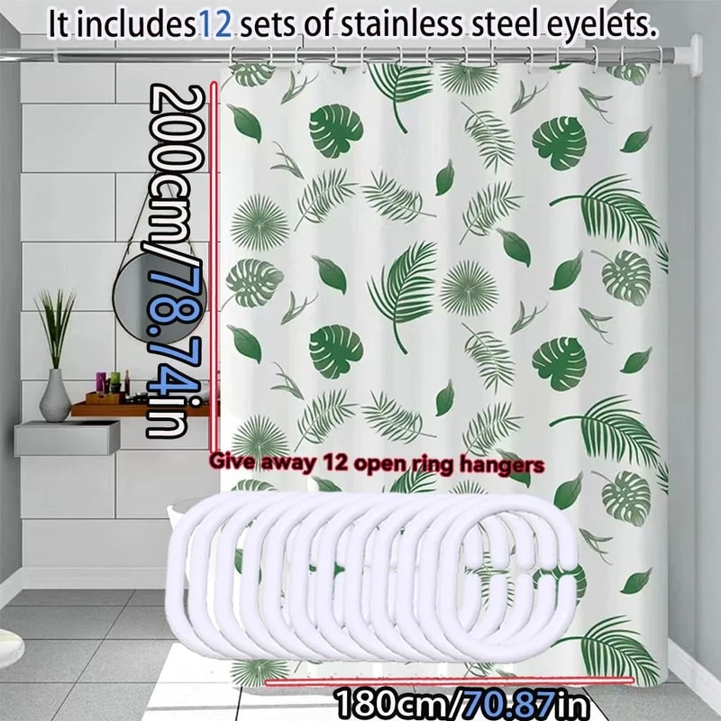 Green Leaves QuickDry Shower Curtain 5