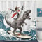 Creative Kids Cat Riding Dinosaur Shower Curtain 1