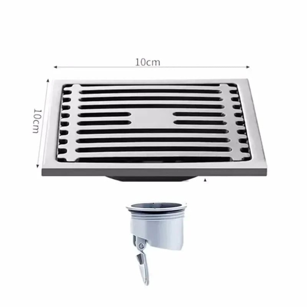 Square AntiOdor Stainless Steel Floor Drain 10