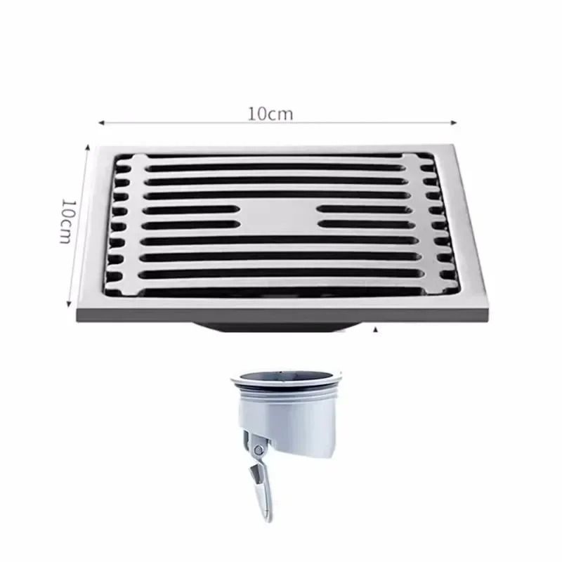 Square AntiOdor Stainless Steel Floor Drain 10