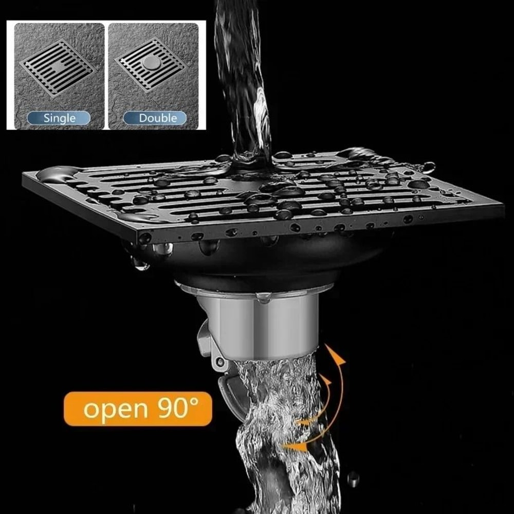 Square AntiOdor Stainless Steel Floor Drain 4