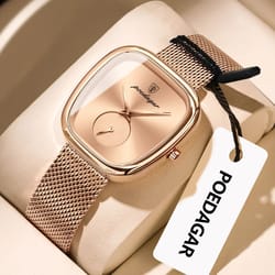 stainless steel mesh luxury watch – modern waterproof quartz wristwatch for fashion-forward women