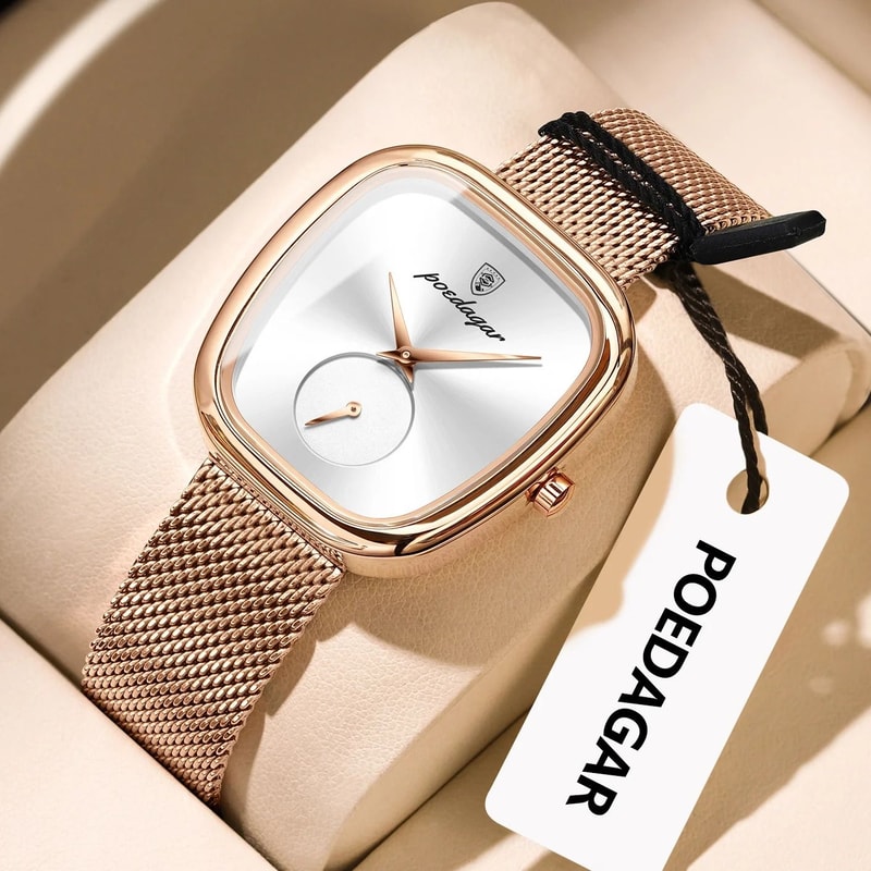 Stainless Steel Mesh Luxury Watch Modern Waterproof Quartz Wristwatch For FashionForward Women 7