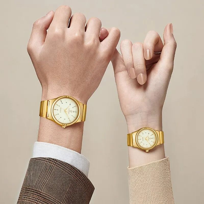 Luxury Golden Stainless Steel Quartz Watch Elegant Japan Movement Wristwatch For Men And Women 2