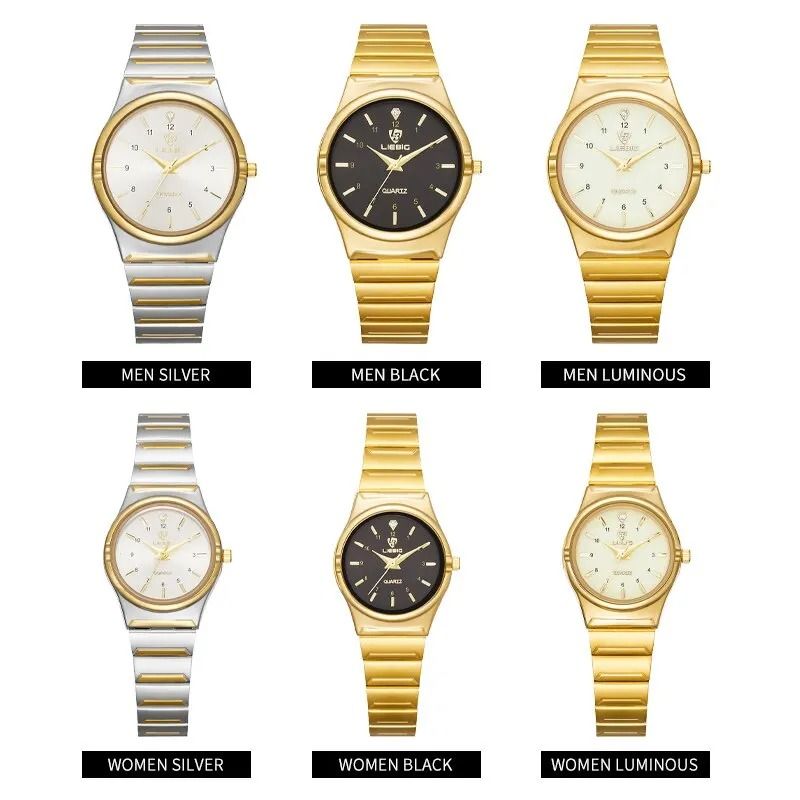Luxury Golden Stainless Steel Quartz Watch Elegant Japan Movement Wristwatch For Men And Women 3