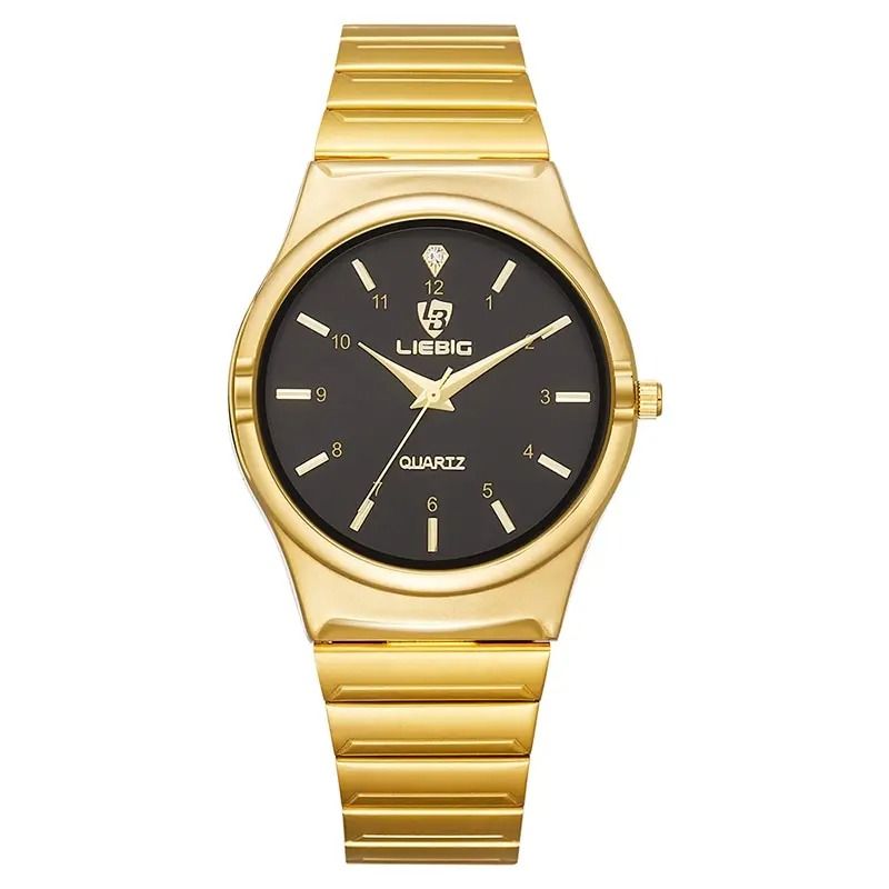 Luxury Golden Stainless Steel Quartz Watch Elegant Japan Movement Wristwatch For Men And Women 9