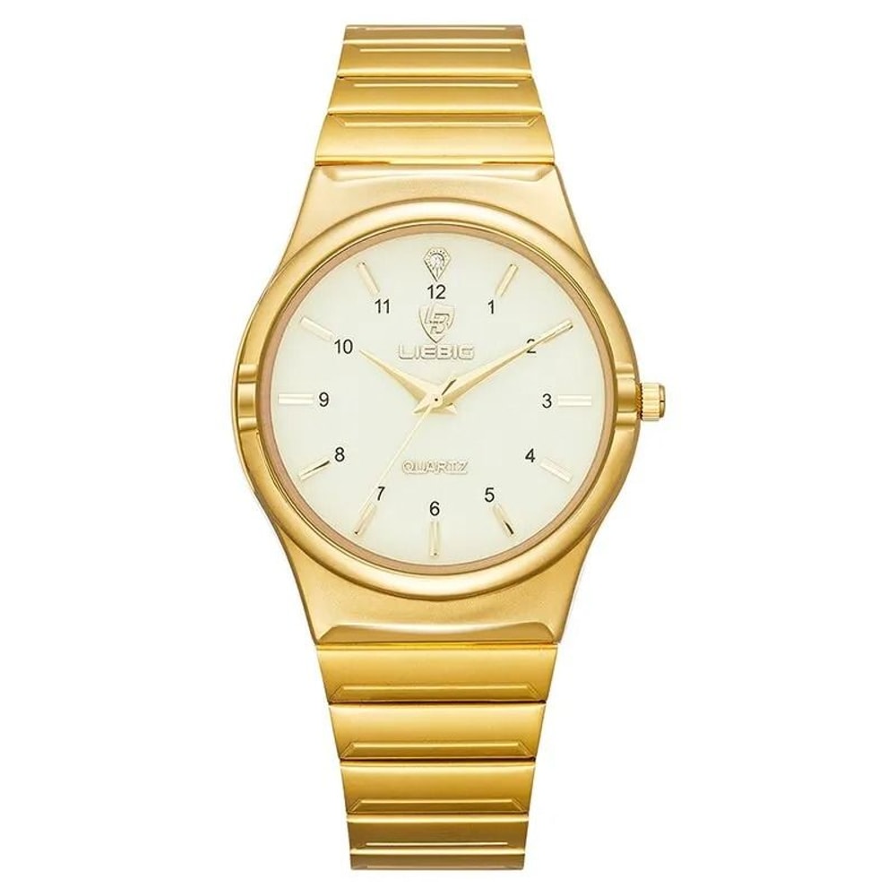 Luxury Golden Stainless Steel Quartz Watch Elegant Japan Movement Wristwatch For Men And Women 8