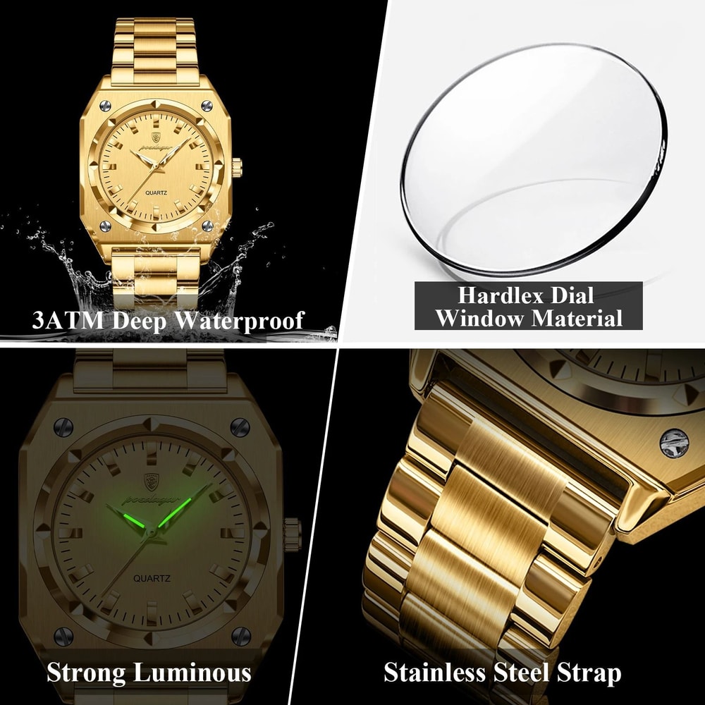 Elegant Square Luxury Quartz Watch Waterproof Luminous Stainless Steel Timepiece For Women With Gi