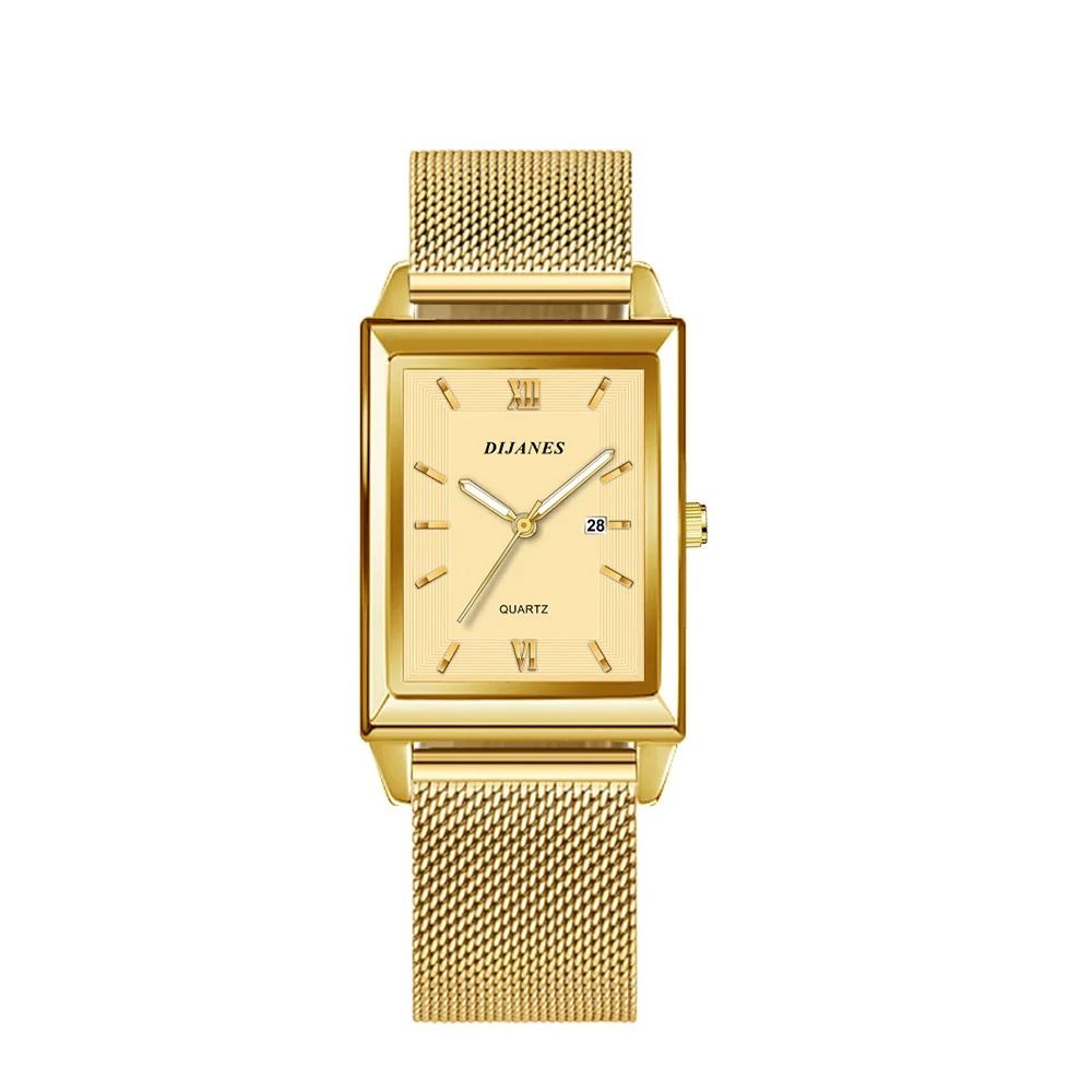 Luxury Fashion Gold Stainless Steel Watch Elegant Quartz Wristwatch With Calendar For Men And Wome 8