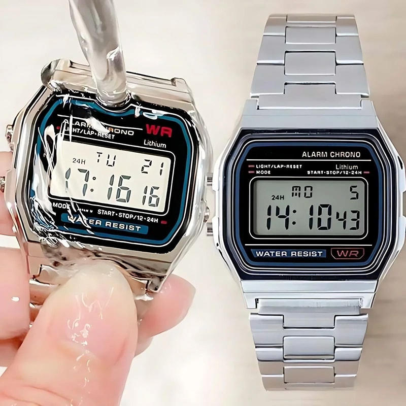 Retro Digital Stainless Steel Sports Watch Waterproof MilitaryStyle Electronic Wristwatch For Men 4