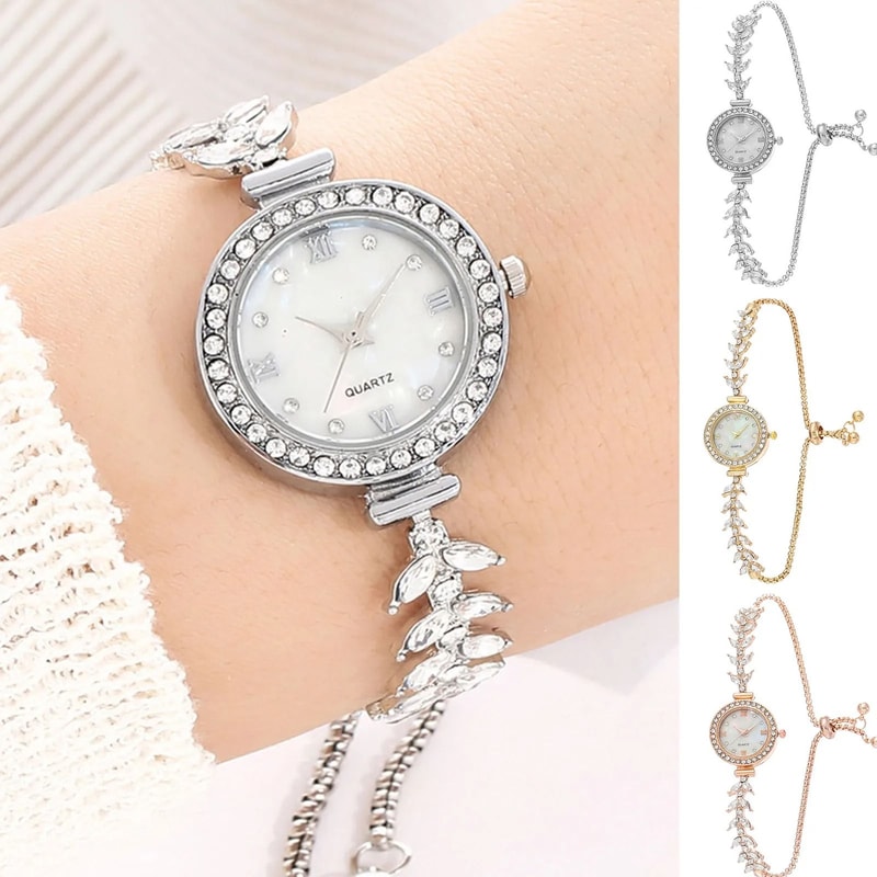 Crystal Diamond Wedding Wristwatch Elegant Quartz Bracelet Watch With Adjustable Fit For Brides An 1