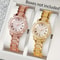 Luxury Roman Numeral Full Diamond Watch Gift Set Elegant Alloy Quartz Timepiece And Matching Jewel 0