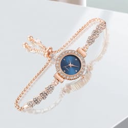 high-end diamond bracelet watch – elegant easy-read dial and shiny crystal wristwatch for women