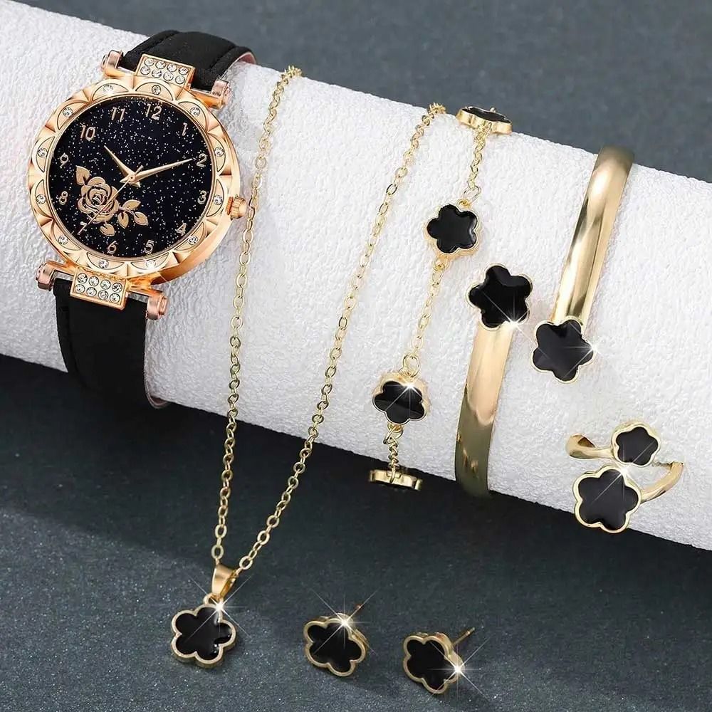 7Piece Flower Element Watch Jewelry Suite Complete Fashionable Quartz Timepiece 6