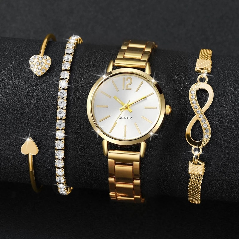 4Piece Light Luxury Quartz Watch Set Versatile Casual Sports Style Timepiece And Matching Bracelet 2
