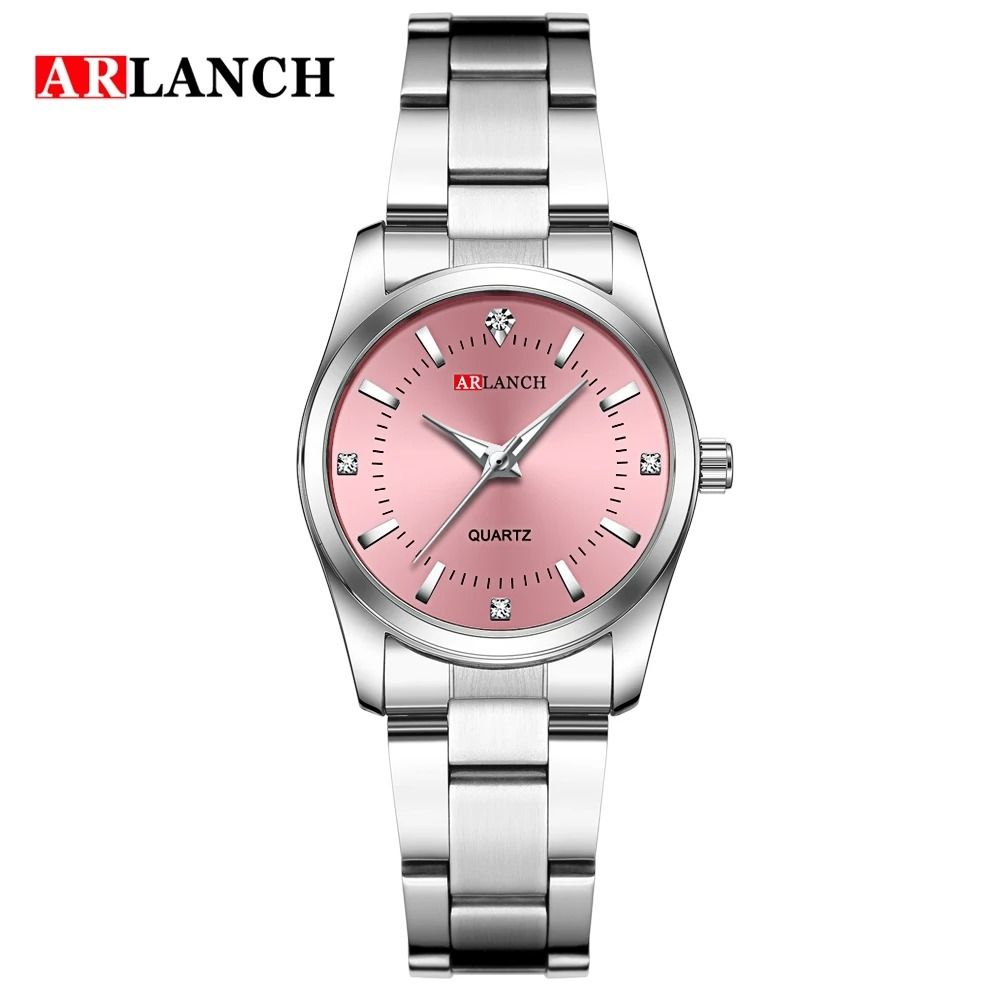 Rhinestone Minimalist Watch Fashionable Stainless Steel Pink Dial Timepiece For Outdoor And Travel 7