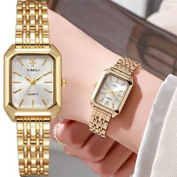 square roman scale watch – luxury gold alloy quartz wristwatch for fashion-forward women