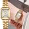 Square Roman Scale Watch Luxury Gold Alloy Quartz Wristwatch For FashionForward Women 1