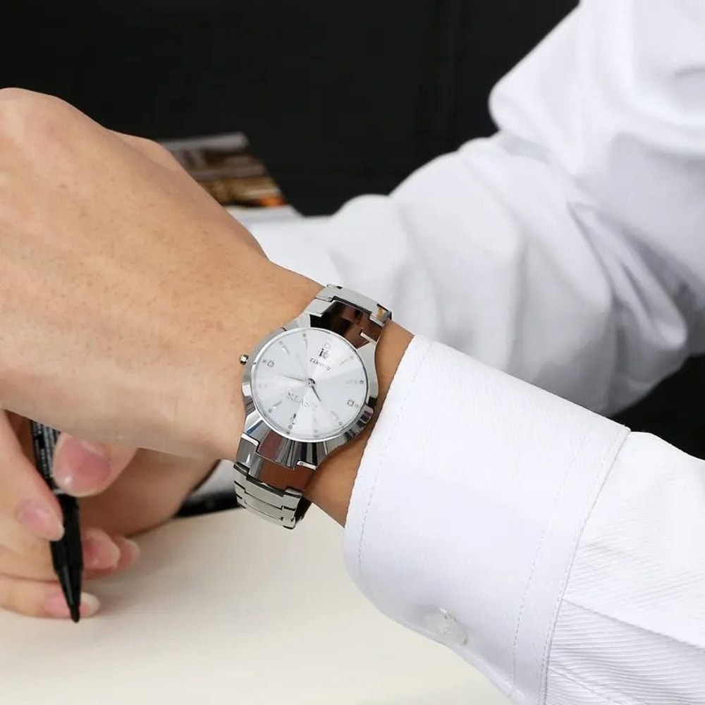 Stainless Steel Business Watch Luxury Waterproof Quartz Timepiece With Calendar For Men Women And 1