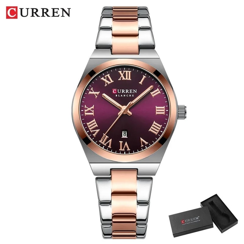 Stainless Steel Dress Watch Waterproof Analog Bracelet Watch With Date For Women 9