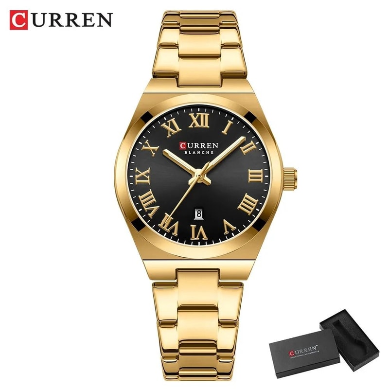 Stainless Steel Dress Watch Waterproof Analog Bracelet Watch With Date For Women 12