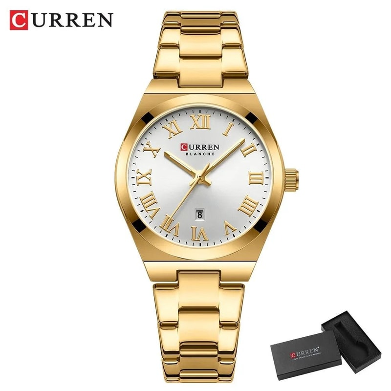 Stainless Steel Dress Watch Waterproof Analog Bracelet Watch With Date For Women 14