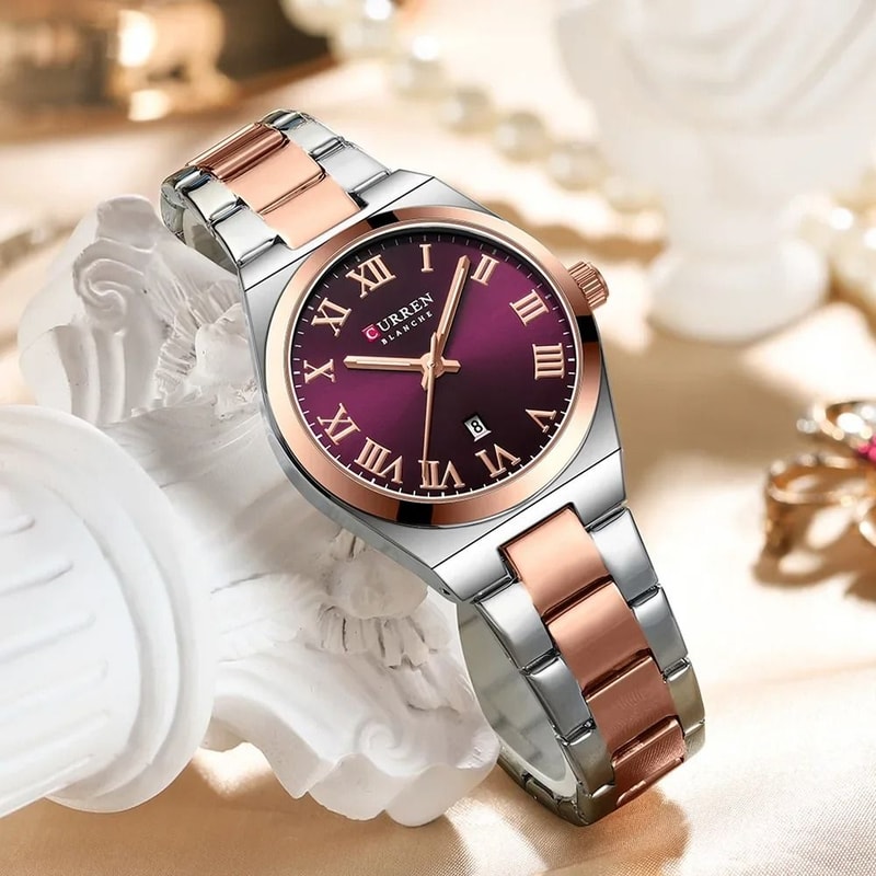 Stainless Steel Dress Watch Waterproof Analog Bracelet Watch With Date For Women 6