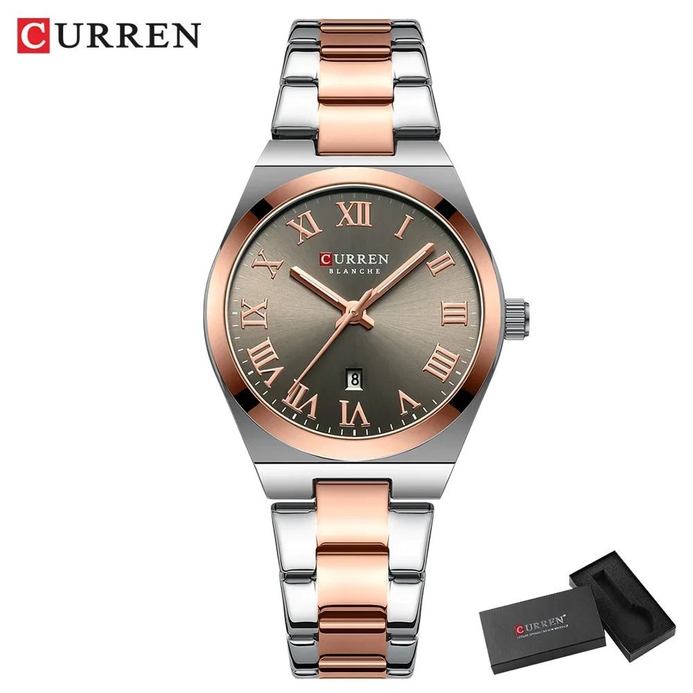 Stainless Steel Dress Watch Waterproof Analog Bracelet Watch With Date For Women 17