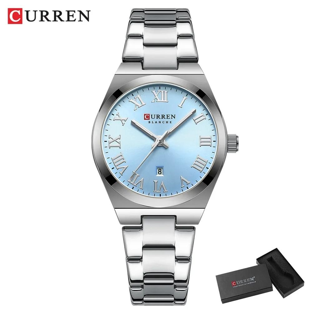 Stainless Steel Dress Watch Waterproof Analog Bracelet Watch With Date For Women 18