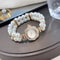 Vintage Pearl DiamondEncrusted Elastic Bracelet Watch Luxury Quartz Wristwatch With Convenient St 8