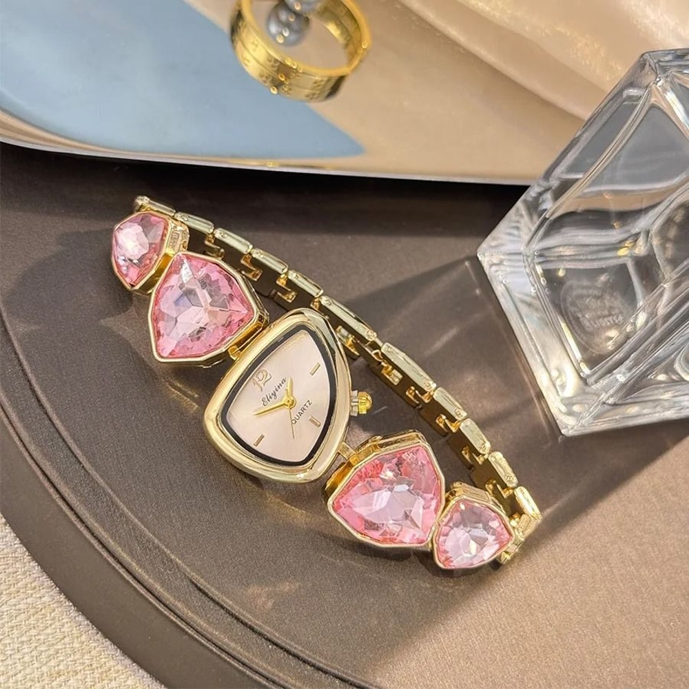 Lustrous Irregular Geometric Diamond Watch HighSense Light Luxury Timepiece With Artistic Big Diam 10